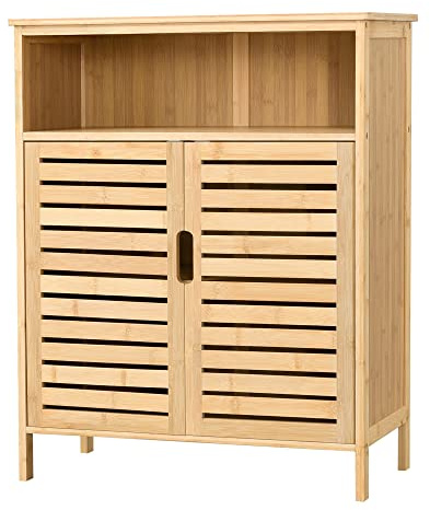 [en.casa] Bambus Badezimmerschrank Eslöv Badezimmer Kommode Badschrank mit Ablagen Mehrzweckschrank 81 x 66 x 31 cm