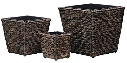 INLIFE Jardinière surélevée 3 pièces en jacinthe d'eau marron