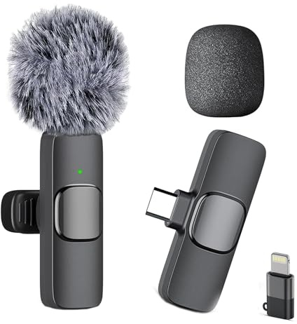 Caiord Professional Wireless Mini Microphone for iPhone 17/16/15, Android Phone, Cordless Omnidirectional Lavalier Lapel Mic, Plug-Play Microphone for Interview Video Podcast Vlog YouTube