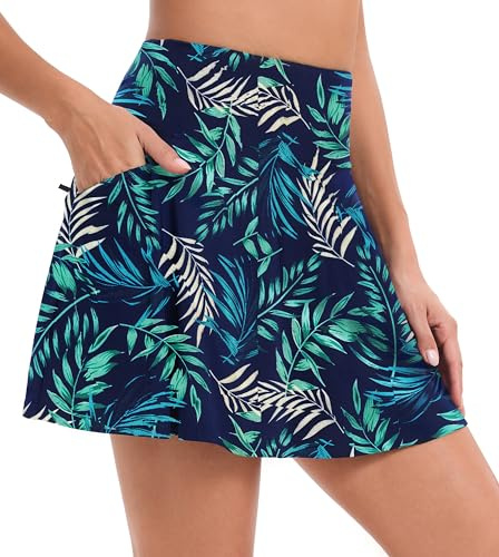 Timuspo Short de bain pour femme - Jupe de bain - Taille haute - Jupe de sport - Jupe de plage avec 4 poches
