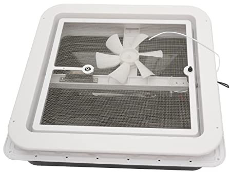 GramStudio Ventilateur de toit RV - 42 x 42 cm - Pour camping-car - Avec écran de fenêtre - Silencieux - Pour caravane ou camping-car