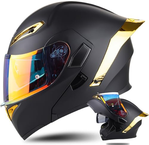 Letetexi Casque Moto Modulable Double Visière Scooter Chopper ECE Homologué Casque Moto Homme et Femme Casques Intégraux Flip-Up Anti-Collision Casque Integral Modulable pour Locomotive
