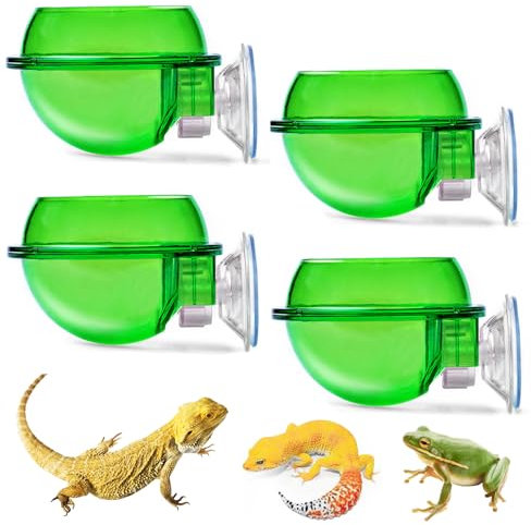 PINVNBY Reptile Bowl with Suction Cup,Chameleon Feeding Bowl,Gecko Food and Water Feeding Dish Pet Feeder Supplies Accessories for Lizards,Snakes,Bearded and Dragons(4 Pcs)