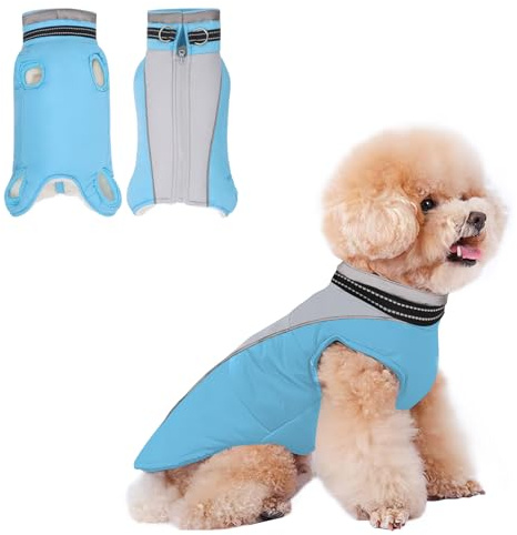 JULY'S SONG Giacca per cani foderata in pile con fascia toracica design strisce riflettenti caldo abbigliamento per cani per inverno autunno