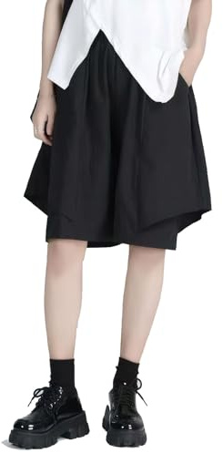 Goth Emo Alt Gonna a Pantalone Donna Estive Asimmetrica alla Moda y2k Skorts Neri Skirt Shorts