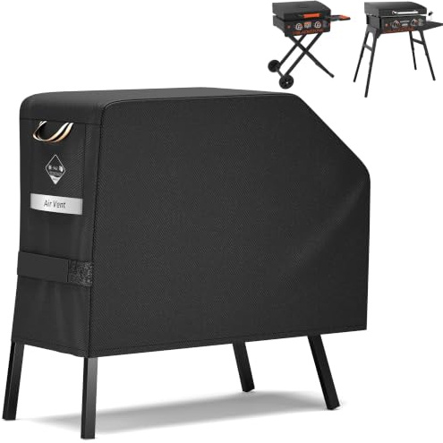 PasWith Copertura per griglia Blackstone da 55,9 cm e 43,2 cm, con cappuccio, 600D, resistente, impermeabile, antistrappo, resistente allo sbiadimento, per Blackstone Adventure, con cinghie e prese