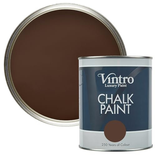 Vintro Paint - Chalk Paint for Furniture, Walls and Woodwork. Interior Use. Quick Dry. 1 Litre (Dark Brown - Ribwort)