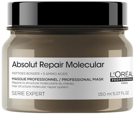 L’Oréal Professionnel, Masque Concentré Réparateur, Tous types de Cheveux Abîmés, Démêle, Renforce & Apporte Douceur et Souplesse, Formule Brevetée, Absolut Repair Molecular, 150ml