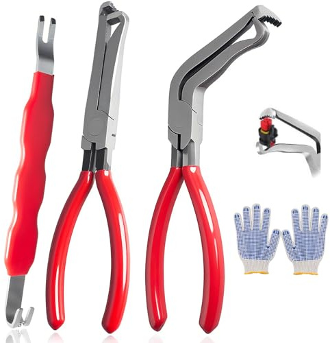 Lot de 3 pinces de déconnexion - Outil séparateur de connecteur électrique automobile - 20,3 cm - Pince droite et coudée à 60° pour réparation automobile