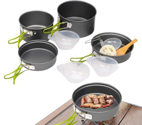 CGACCSD Ensemble d'ustensiles de cuisine pour camping, mini ustensiles de cuisine pour pique-nique - Marmite portable avec poignée pour aventures en plein air, voyage, camping et randonnée