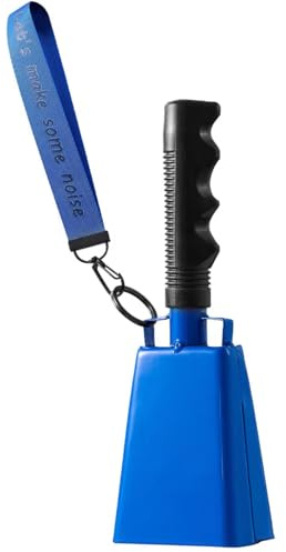 Blue Cow Bells with Wrist Strap 1 Pack Metal Noise Makers for Sports Games