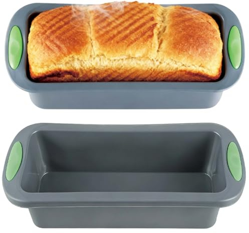 CDDCWZ Molde de silicona de 2 piezas para hornear pan, rectangular, antiadherente, reutilizable, para pasteles, pan, lasaña, brownies, etc. (28x12x6.5cm)