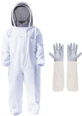 Ventilerad biodlardräkt med handskar, heltäckande skyddsdräkt för biodlare, gårdsgård(XL)