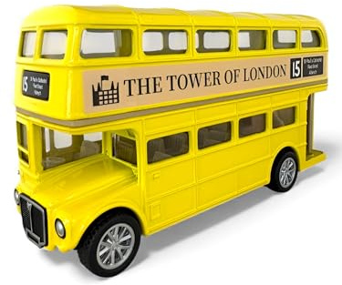 Easy Toys Modellbil kompatibel med London buss - skala leksaksbuss - brittisk vintage buss modellbygge bil (gul)