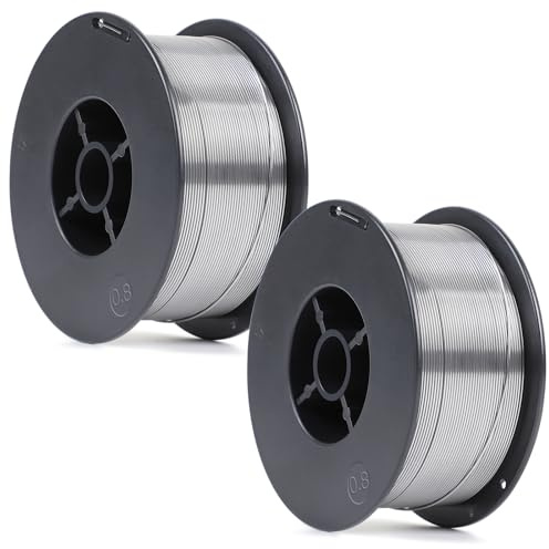 EFUTURETIME 2 x Filo Animato no Gas E71T-GS da 0,8 mm-1KG, Bobina D100, Autoprotetto, per Saldatrici MIG/MAG (Peso Netto: 0,9 kg)