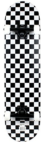 Krown Rookie Checker Skateboard, Black/White, 7.75
