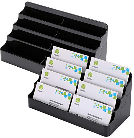 Hipiwe Visitenkartenhalter, Acryl, transparent, für Arbeitsplatte, Acryl, 2 Stück Black,8 Pockets,2 Pack