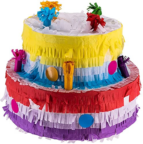 Goodtimes Pinata Torte Bunt 31cm breit Partyspiel Zum Befüllen mit Süßigkeiten und zerschlagen Als Geschenkidee für Geburtstag Hochzeit JGA