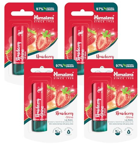Himalaya Strawberry Shine Lip Balm with Strawberry Seed Oil- 4.5g (Pack of 4)
