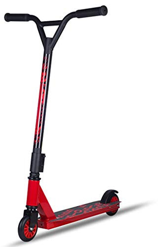 WRRAC-Trampolin Komplette Pro Stunt Scooter 360 Spin Tricks Push/Kicks Edition Design Kinder- / Erwachsenen-Scooter mit Rädern 100 mm 360 Spin Bike-Griffe Leichtmetalldeck (rot)