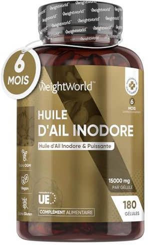Knoblauch Weichkapseln - 15.000mg (500:1 Extrakt) - Geruchsneutrales Knoblauchöl - 180 vegane Garlic Softgels - Allicin für 6 Monate - Knoblauch Extrakt (Allium Sativum) in Softgels - WeightWorld