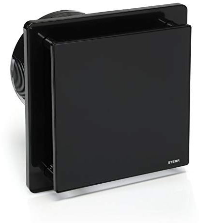 STERR Schwarzer Badlüfter 150 mm mit TIMER - Badezimmerventilator - Glasfront - Modernes Aussehen - BFS150T-B - 25 W