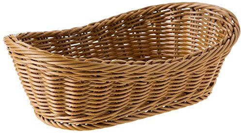 Corbeille à pain ovale en osier tressé - 25,5 cm - Pour aliments, fruits, cosmétiques, table et salle de bain