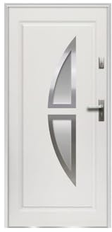 Venta-unica - Puerta de entrada de acero acristalada con inox Alt. 207 x Ancho 100 cm blanco - abre a la izquierda - COVAS