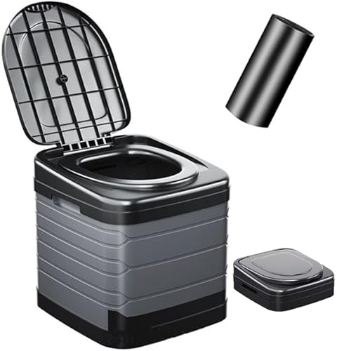 Portable Camping Toilets Porta Potty (Gray,Large) - Portable Potty for Adults , Collapsible Emergency Toilet With Cover , Toilet For Camping , Hiking , Traffic Jams