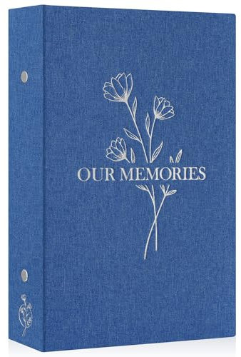 Lanpn Photo Album 6x4 Slip in, OUR MEMORIES Linen 300 Pockets Photo Albums Holds Landscape Only 10x15cm Picture Blue
