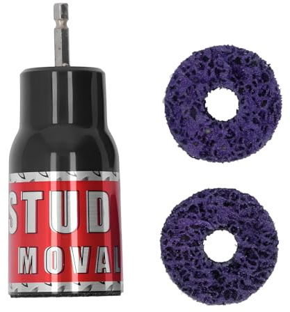 Wheel Hub Stud Cleaner Tool, 1/2 Inch Impact Wrench Kit | Rust removal, steel wire brush, 2 grinding wheels, for brake hub resurfacing