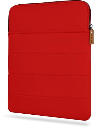 HANOI Collection® Detroit™ Bok ärm med dragkedja, Bokskydd med vadderad. Skydd för läsböcker, Bokomslag för pocketböcker och stora böcker. Present till bokälskare, Läsare gåvor. (Röd, Stor)