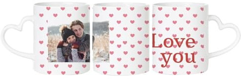 Wanapix | Tazas San Valentín Personalizada con Foto | Taza Aza Corazón | Regalo Original Día de los Enamorados | 325ml | Love you