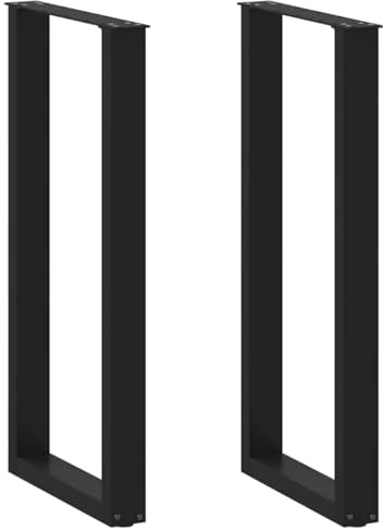 vidaXL Pieds de Table de Bar en U 2 pièces Noir 40 x (100-101) cm Acier