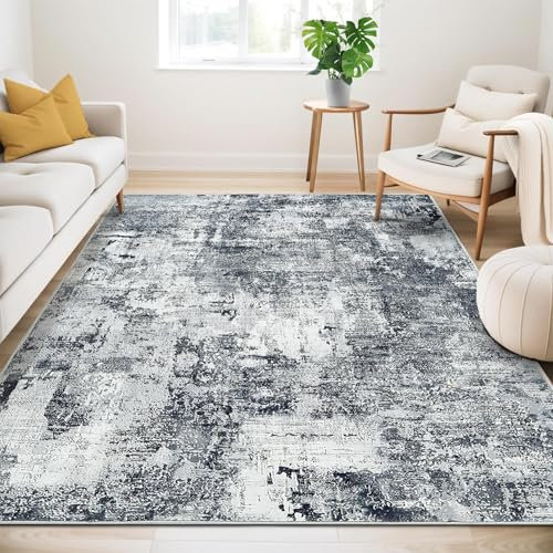 Guchuang Bedding Teppich Wohnzimmer 140x200cm, Teppich Schlafzimmer Grau Kurzflor, Abstraktes Vintage Designer Teppiche, Waschbar rutschfest Teppiche für Schlafzimmer