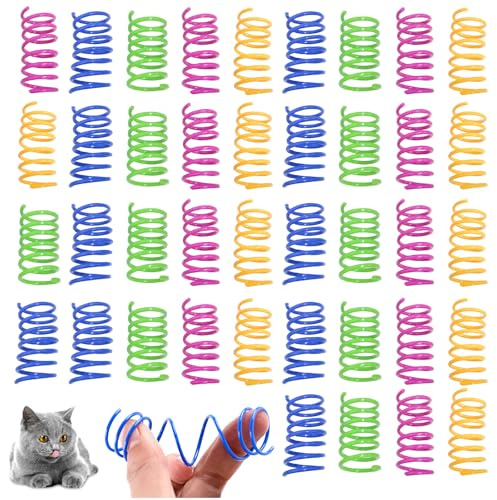 QILUCKY 40 Piece Cat Spring Interactive Toy - Colorful Plastic Coil Playtime Set for Kittens to Kill Time and Keep Fit - Creative Novelty Gift