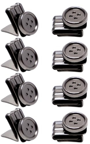 Neikafan Botones de Clip para Tirantes 8 Piezas Botones Clip para Pantalones y Tirantes Abotonables Botones de Clip para Tirante Sujeta Camisas en Metal Botone de Clips para Tirantes