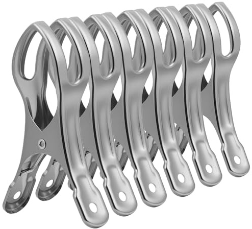 Alaoo Mollette Grandi Acciaio Inox, 6 Pezzi Mollette per Telo Mare e Coperte