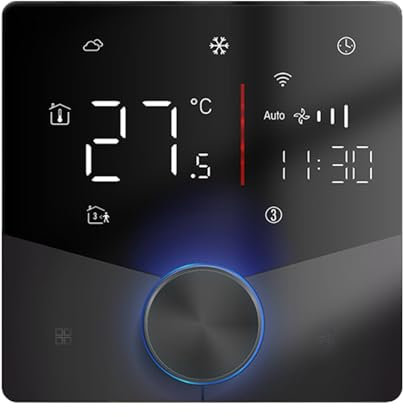 Smart Termostat, 7 Dagars Programmerbar WiFi -Termostat Pekskärm LED -ratten Hem Termostat, Dynamisk Ljuseffekter Stor Beröring Nyckel Smart Central Luftkonditionering (Bac-009elw)