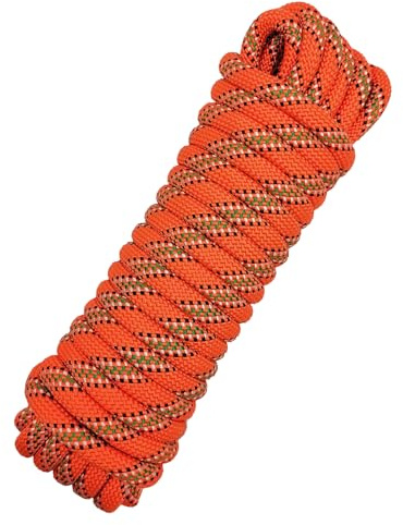 Corda multiuso da 10 mm, resistente, per esterni e interni, per impacchettare carichi, campeggio, escursionismo, canottaggio, pesca, artigianato fai da te e progetti domestici (arancione, 10 m)