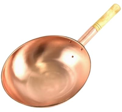 Bvdfgk Olla de Cobre, Utensilios de Cocina de Cobre, Versátil, Gruesa, Elegante, Práctica, Sartén, Olla Seca, Olla para El Hogar, Restaurante, Picnics, Servi, 34 Cm