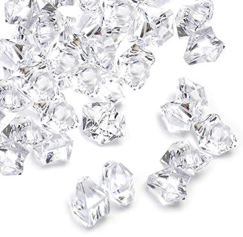 Jucoan 1000 PCS Fake Ice Cubes, 5.5 lbs 2.5 cm Irregular Acrylic Crushed Ice Rocks, Artificial Crystals Diamond, Clear Acrylic Treasure Gems for Table Scatters, Vase Filler, Wedding, Party Decoration