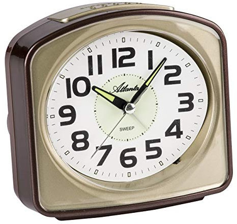 Großer Glockenwecker ohne Ticken lauter Klingelton Licht Snooze Analog Braun Gold - 2150/3