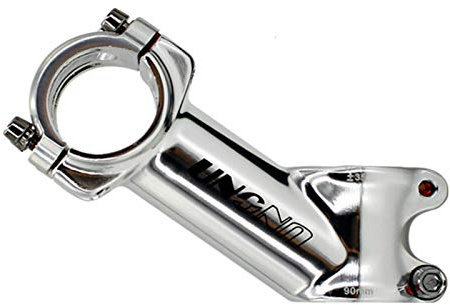 MEISCHE 31.8 Stem 90mm Mountain Bike Stem, 35 Degree Bicycle Stem Riser Short Handlebar Stem for MTB, Road Bike, BMX(Glossy Silver)