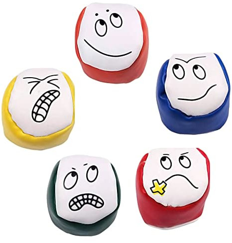 Jonglierbälle für Anfänger,5 Pcs PU Leder Jonglierbälle mit mit süßem und lustigem Emoticon, Fun-Sport Hacky Sack Ball für Erwachsene Kinder Jungen Mädchen