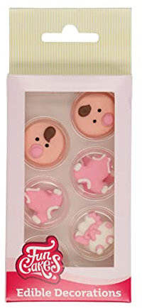 FunCakes Decorazioni di Zucchero Neonata: pronto per l'uso per la decorazione di torte, perfetto per cupcakes Babyshower, muffin e altro, certificato senza glutine, set / 12