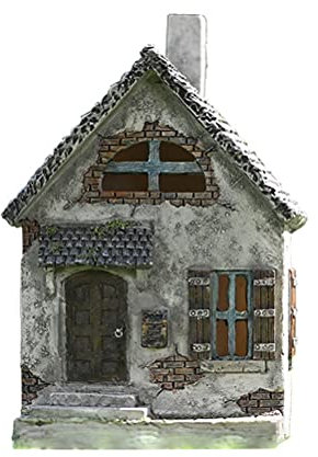 Gintdinpu Feenhaus Statuen, Pastorale kleine Hausdekoration, Feengartenfigur, Feenhaus Ornament, Außenarchitektur Harz Ornamente Hausgarten