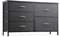 Nicehill Chest of Drawers with 5 Drawers, Storage Organizer, Wide Chest of Drawers for Closet, Clothes, Kids, Baby, TV Stand, Wood Board, Fabric Drawers(Black Grey)