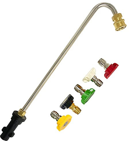 Frunimall Gutter Cleaning Tools for Karcher K2 K3 K4 K5 K6 K7, Pressure Washer Extension Wand Gutter Cleaner Lance with 5 Pcs Spray Nozzles for Pressure Washer Water Broom Undercarriage Cleaner (U)