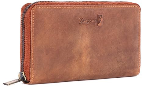 MERCANO® Premium Vintage Echtleder Damen-Geldbeutel Braun XXL mit RFID-Schutz I inkl. Geschenkbox, Portemonnaie für Frauen mit viel Platz und Münzfach, Brieftasche Geldtasche Geldbörse Portmonee